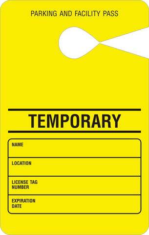Temporary Parking Pass - Fluorescent, Personalized and Affordable Permits