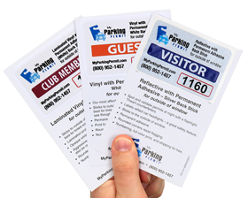 Samples of parking permit sticker materials