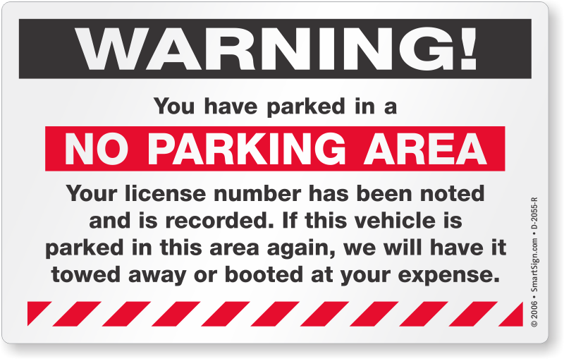 5 in. x 8 in. Removable Parking Violation Stickers Warning, You